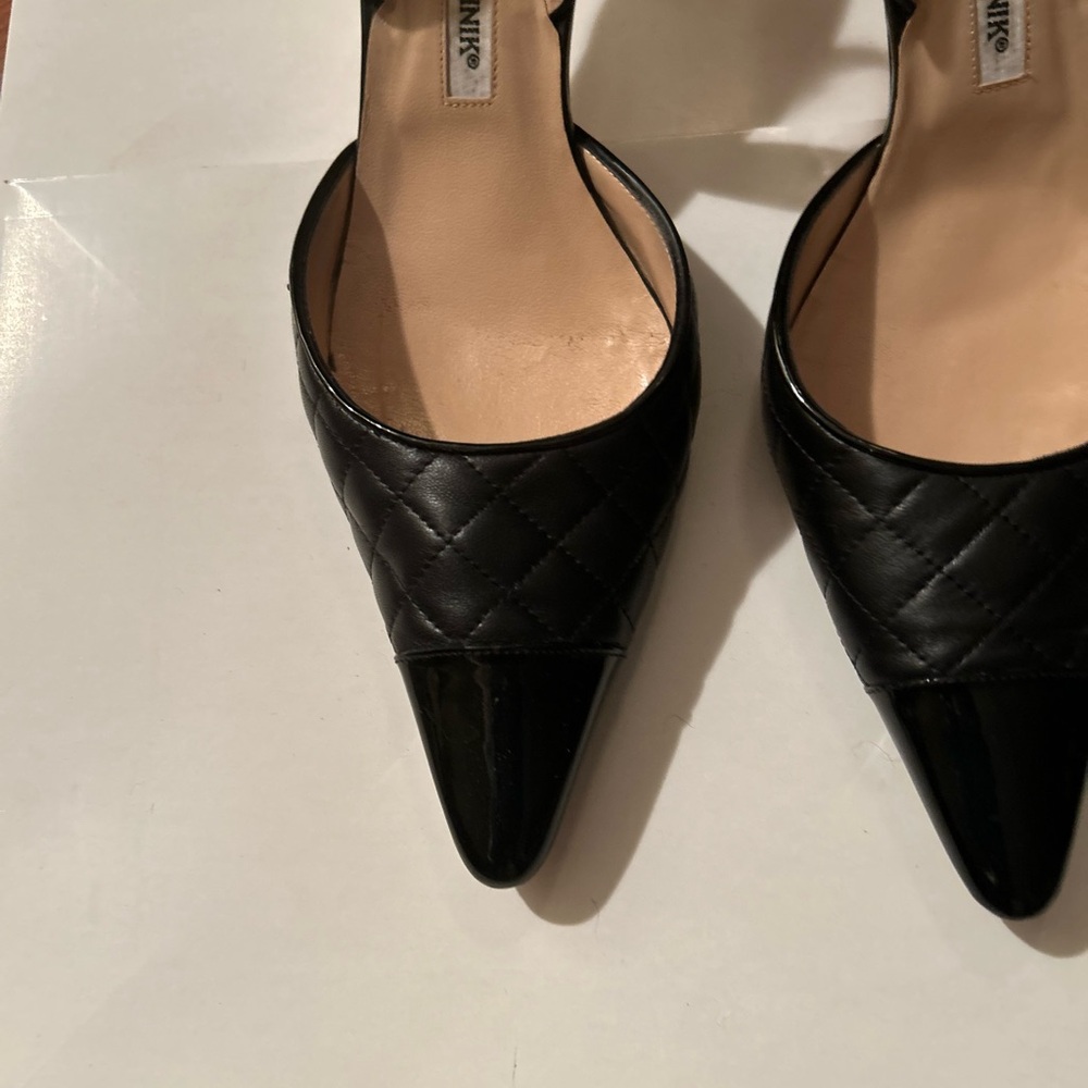 Manolo Blahnik Black Quilted Heels